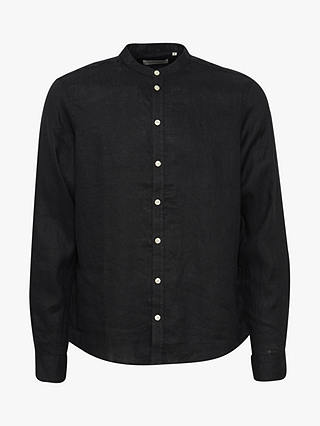 Casual Friday Anton Long Sleeve Linen Grandad Shirt, Black Beauty