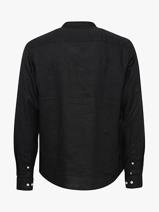Casual Friday Anton Long Sleeve Linen Grandad Shirt, Black Beauty
