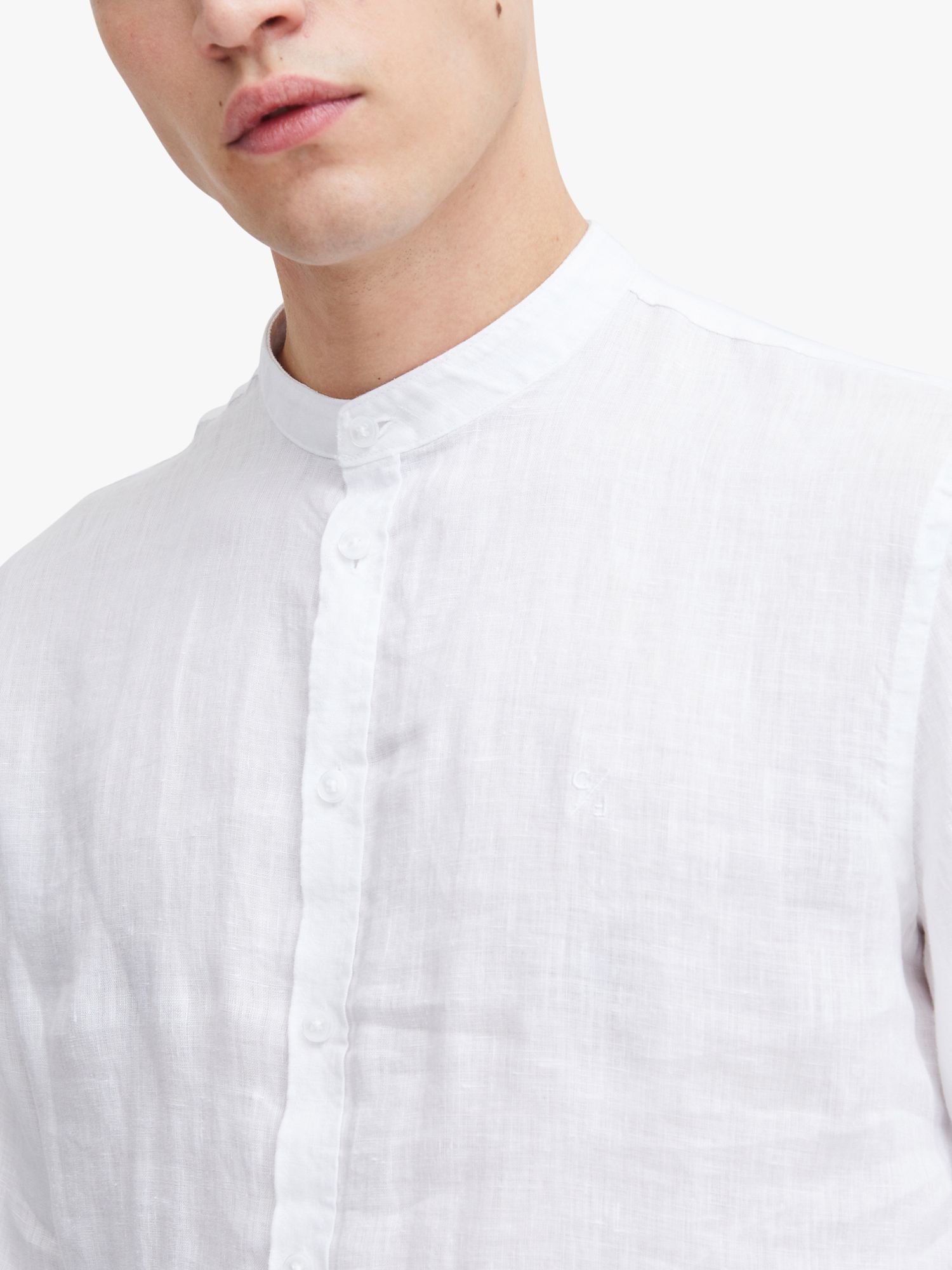 Casual Friday Anton Long Sleeve Linen Grandad Shirt, Bright White, S