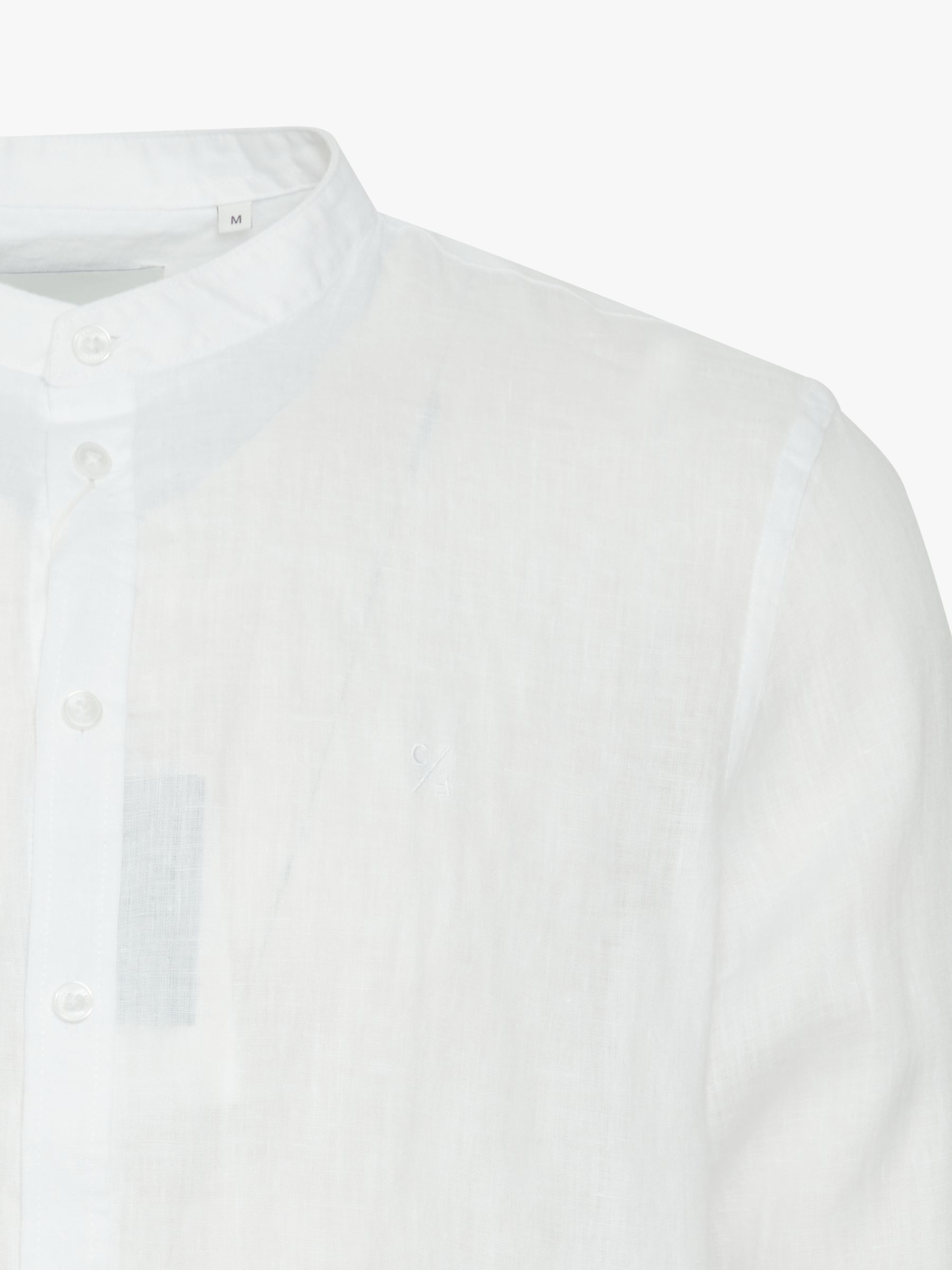Casual Friday Anton Long Sleeve Linen Grandad Shirt, Bright White, S