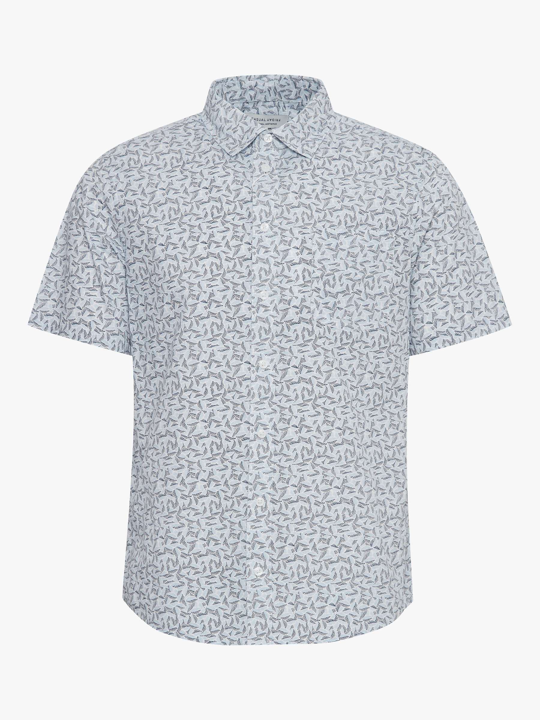Buy Casual Friday Anton Short Sleeve Leaf Printed Shirt, Chambray Blue Online at johnlewis.com