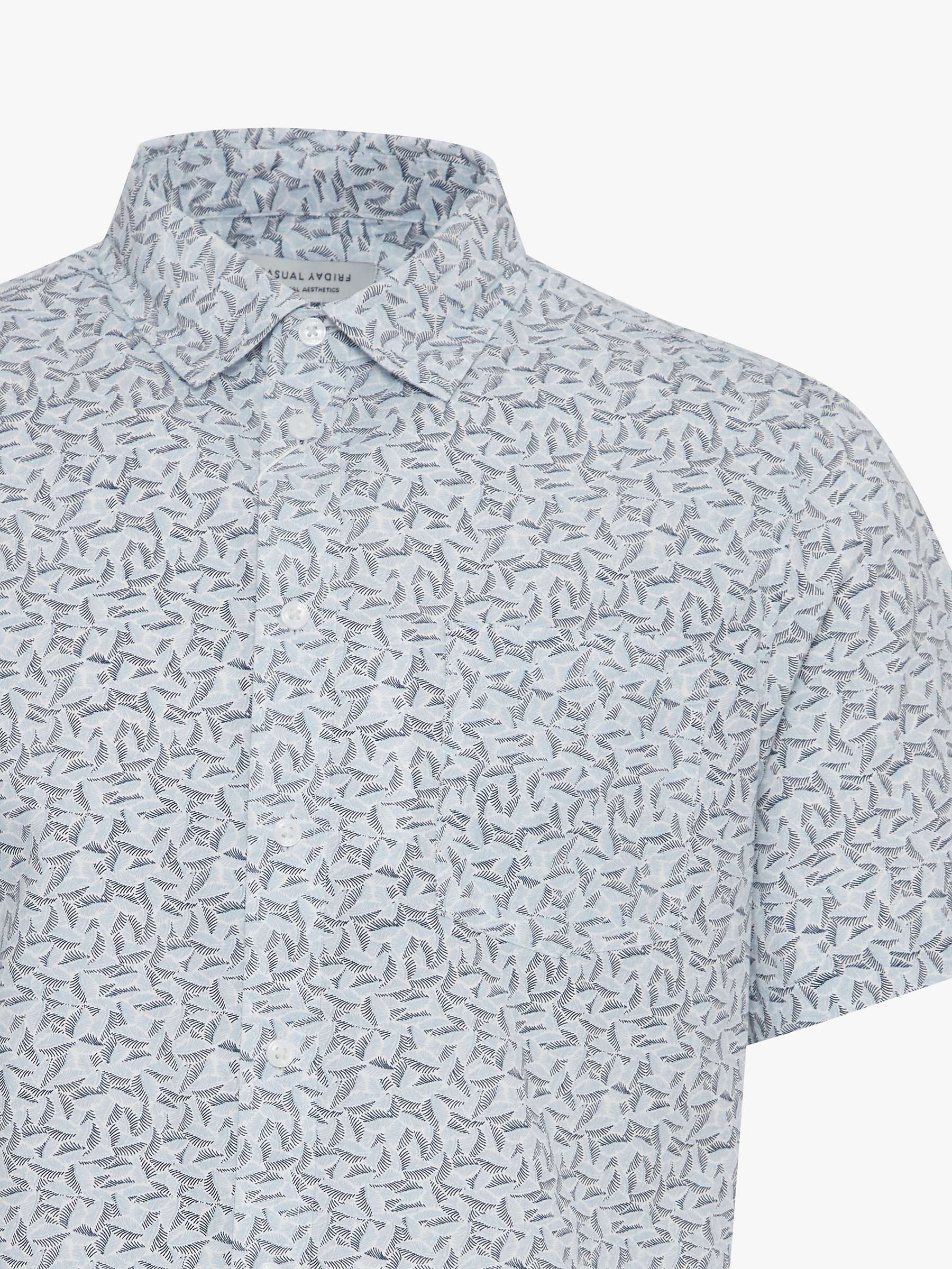 Buy Casual Friday Anton Short Sleeve Leaf Printed Shirt, Chambray Blue Online at johnlewis.com