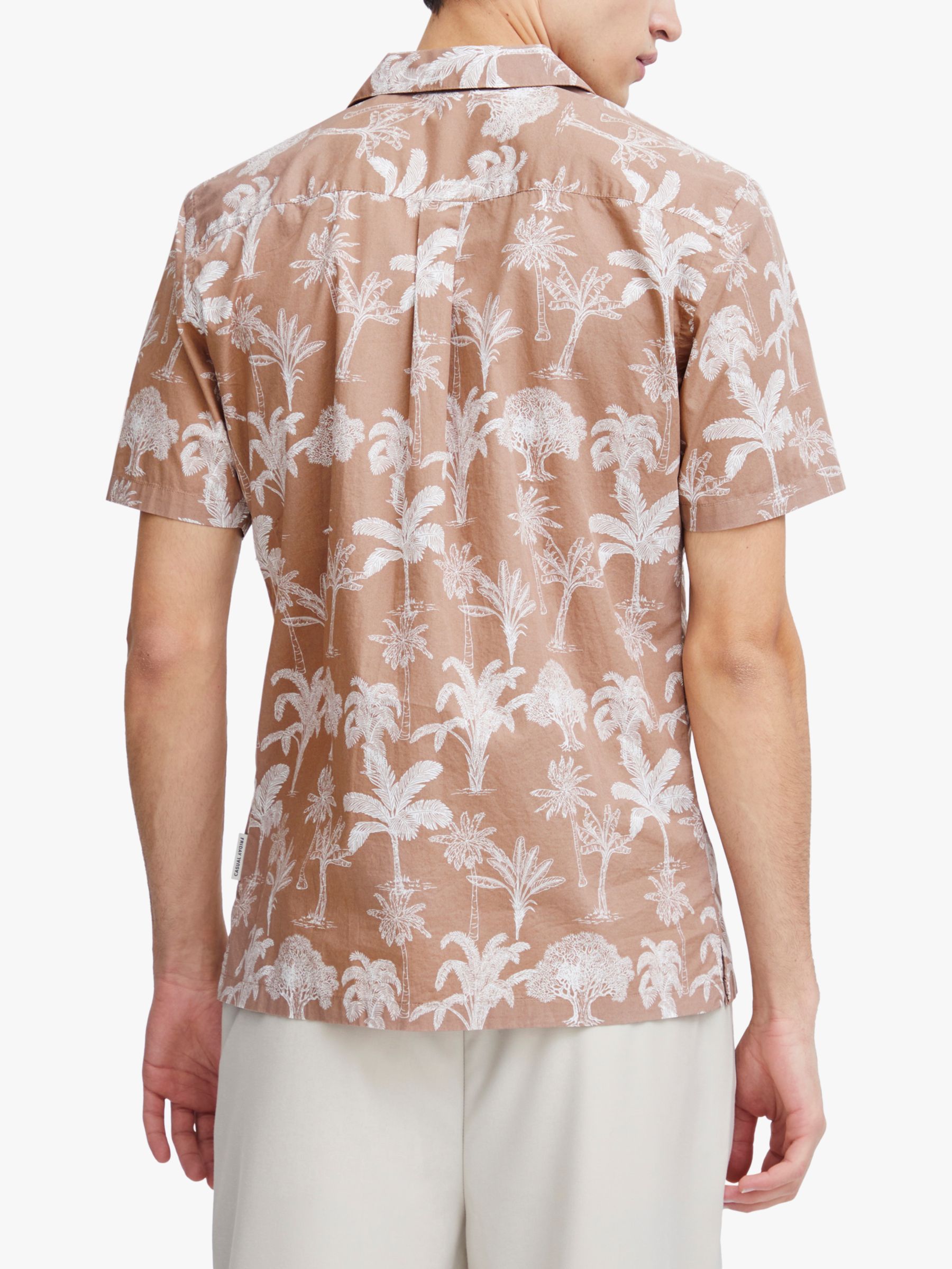 Casual Friday Anton Short Sleeve Palm Linen Shirt, Beaver Fur, S