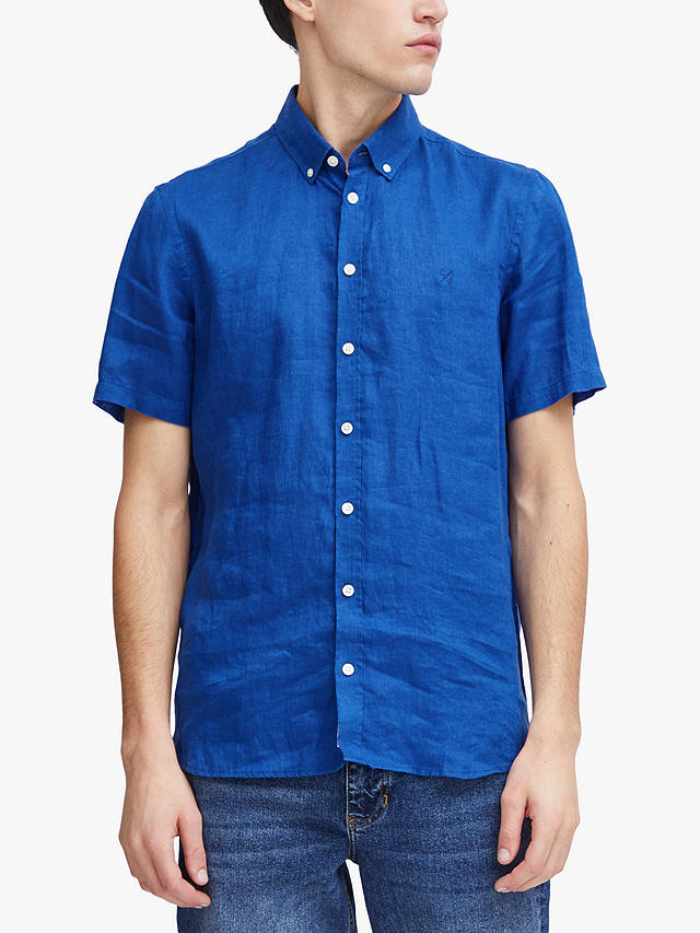 Casual Friday Anton Short Sleeve Linen Shirt, Mazarine Blue