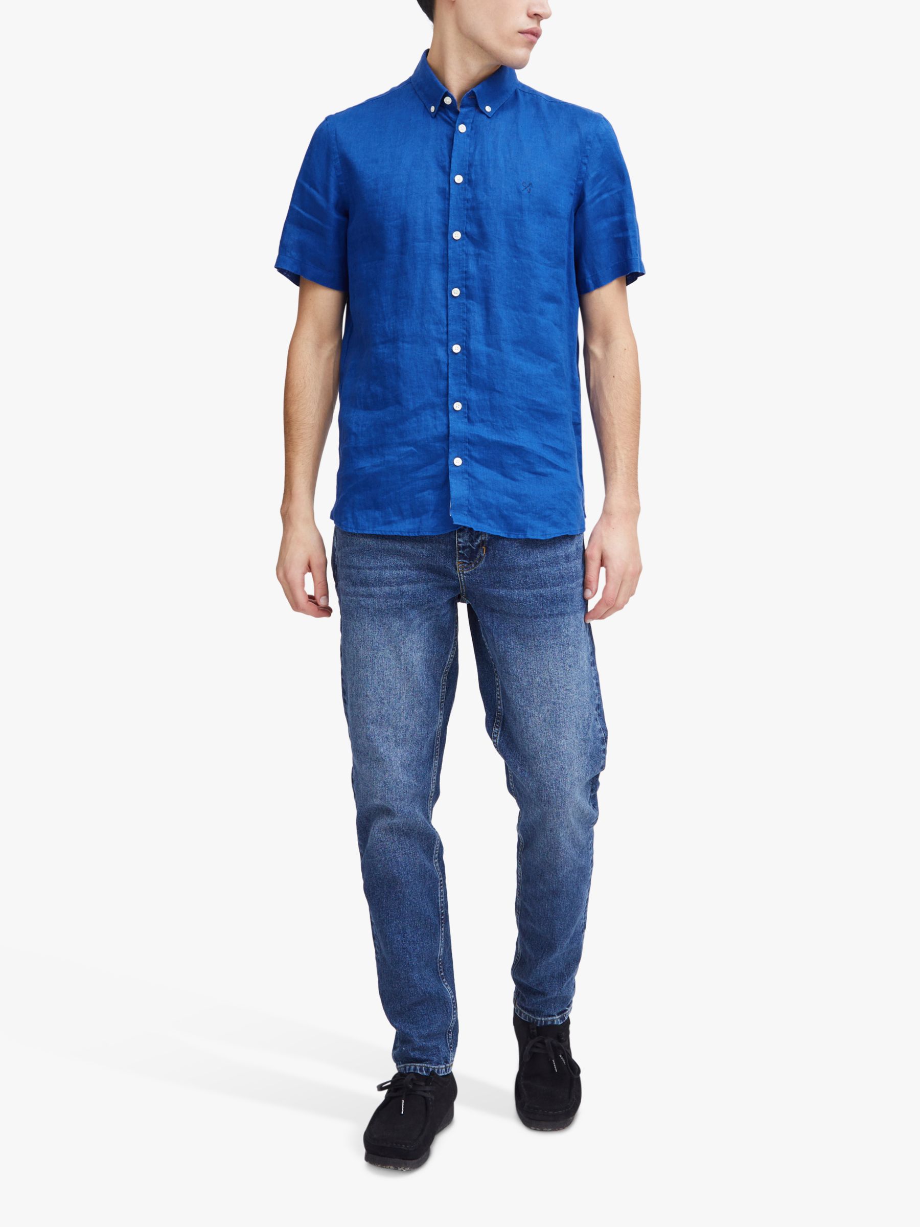 Casual Friday Anton Short Sleeve Linen Shirt, Mazarine Blue, S