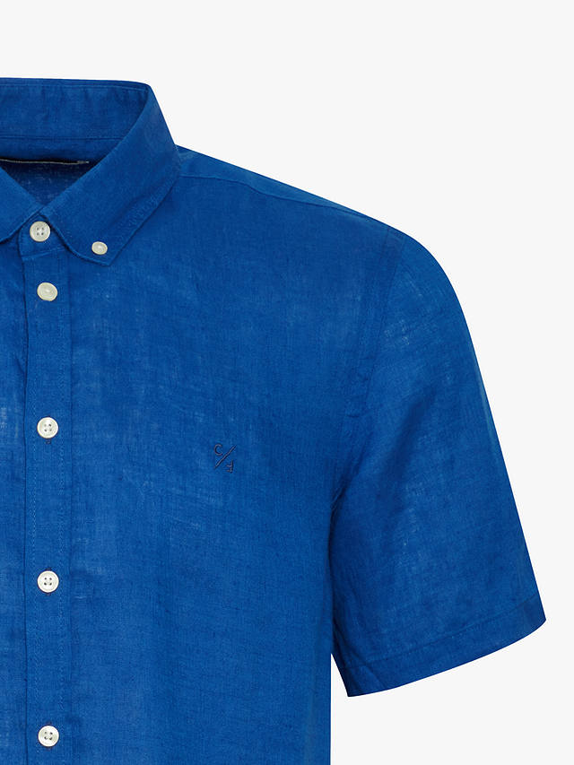 Casual Friday Anton Short Sleeve Linen Shirt, Mazarine Blue