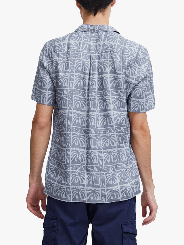 Casual Friday Anton Short Sleeve Palm Linen Shirt, Heron