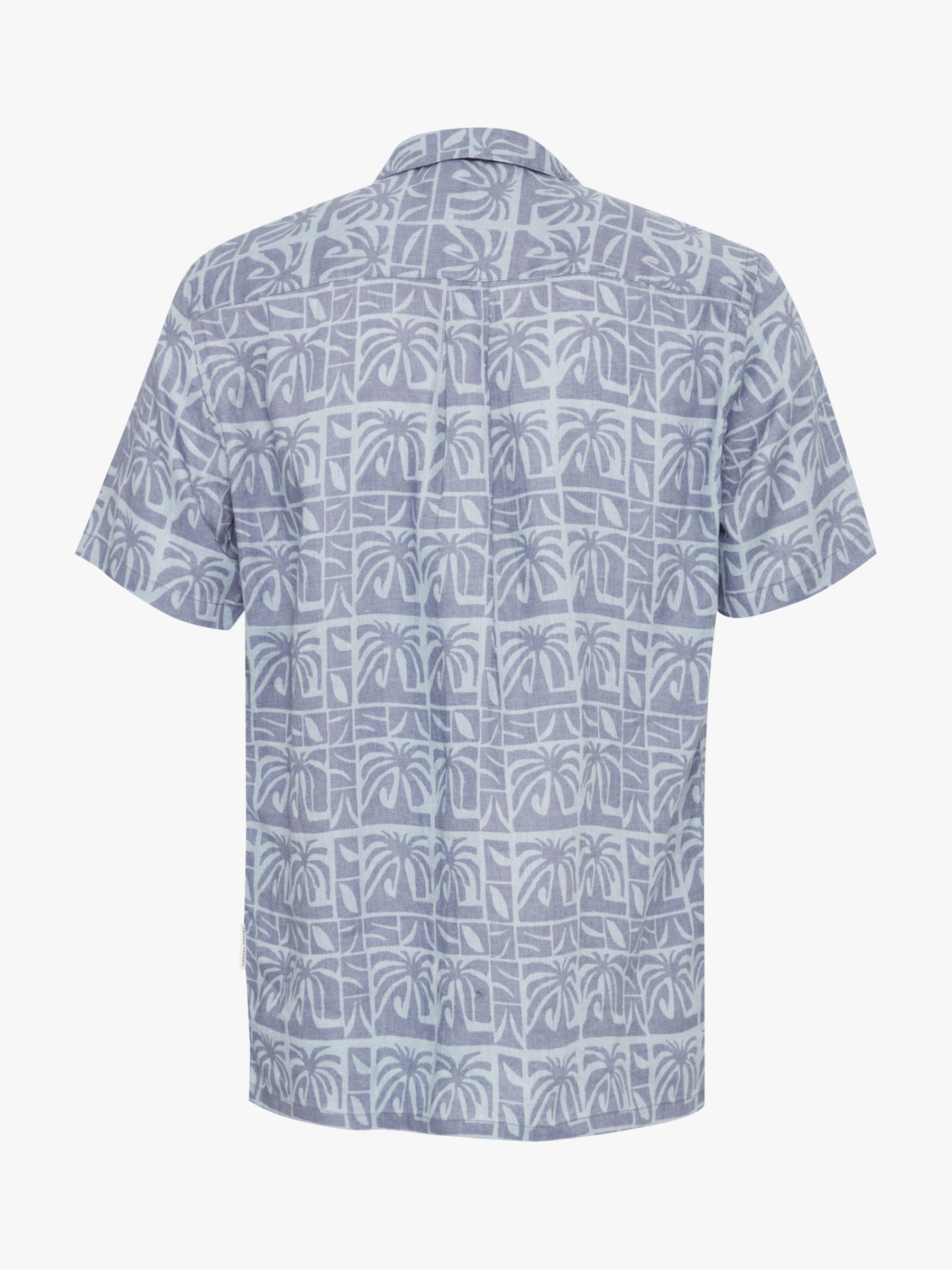 Casual Friday Anton Short Sleeve Palm Linen Shirt, Heron, S