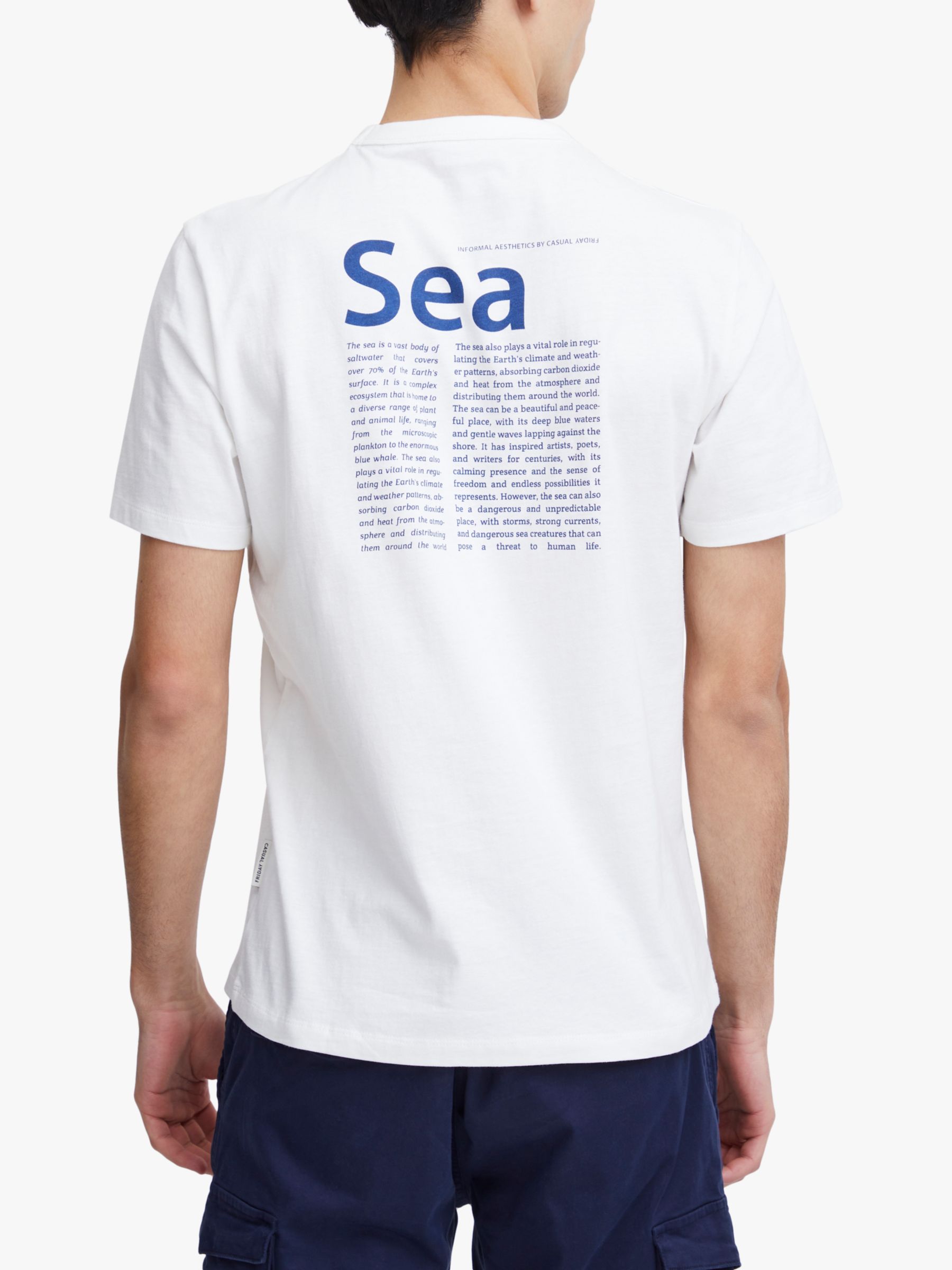 Casual Friday Thor Short Sleeve Sea Print T-Shirt, White, S