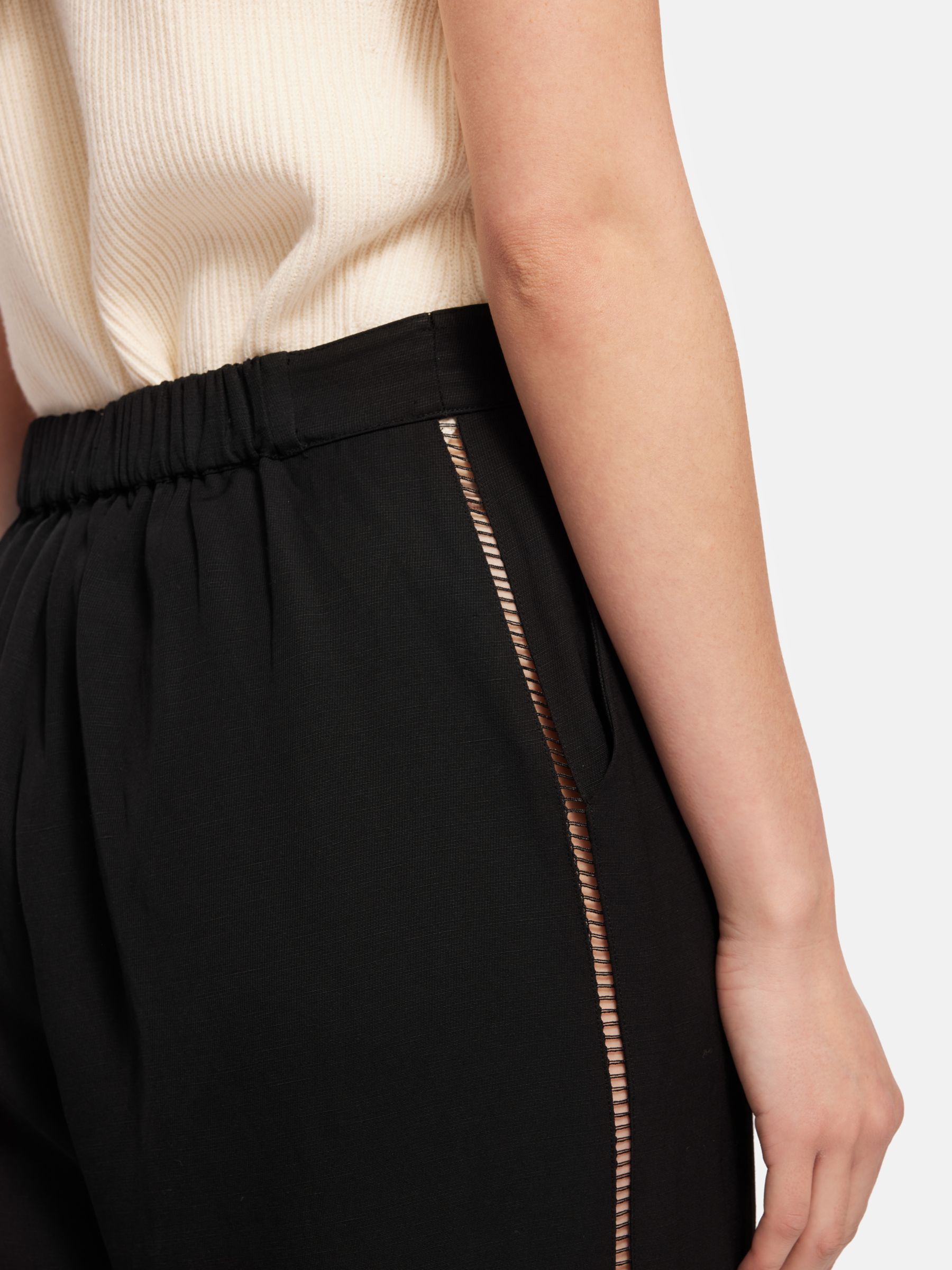 Buy Jigsaw Scallop Trim Trousers, Black Online at johnlewis.com