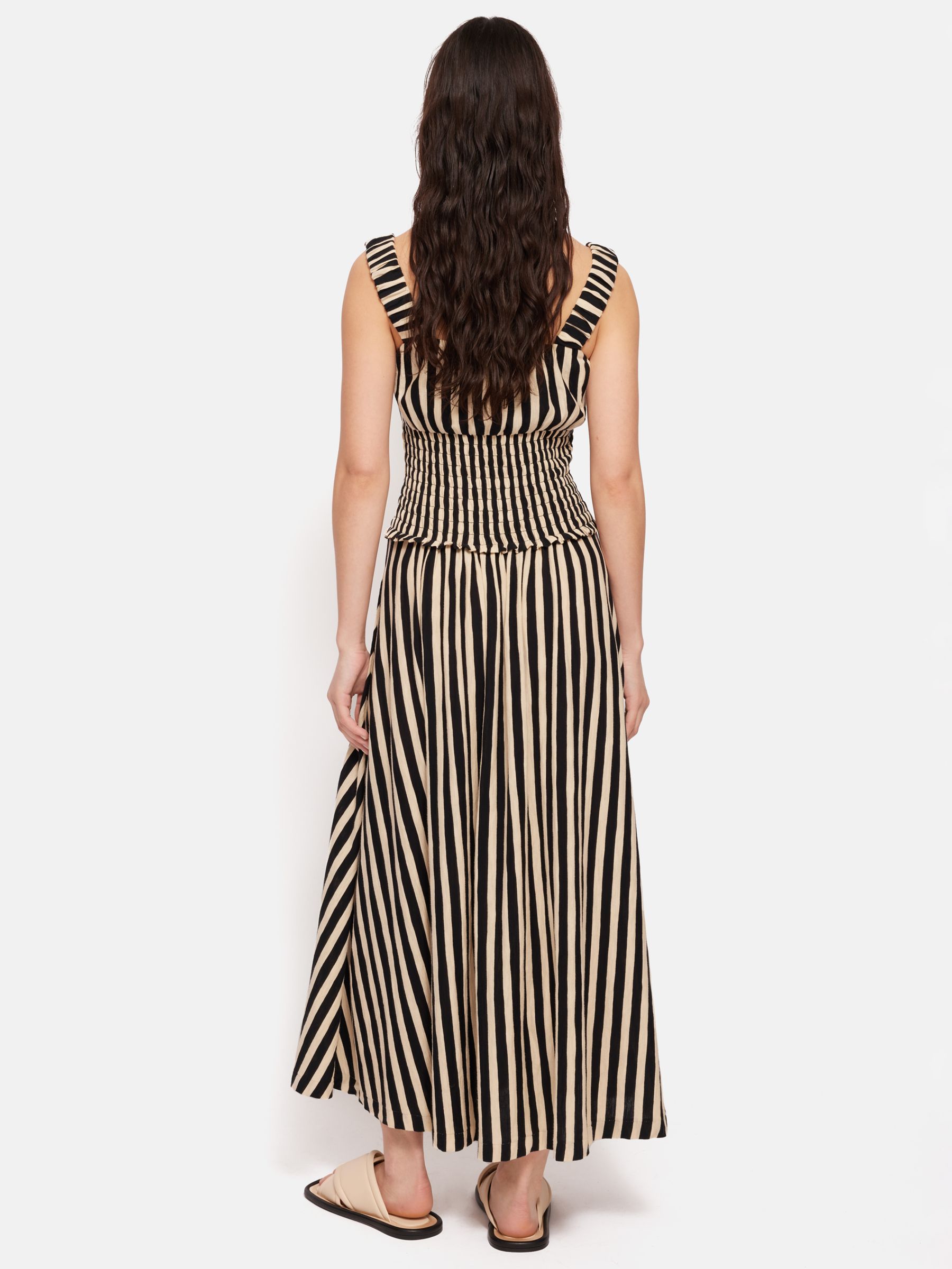 Jigsaw Striped Cotton Slub Jersey Maxi Dress, Black/Beige, XS