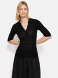 Jigsaw Textured Knit Collared Top, Black