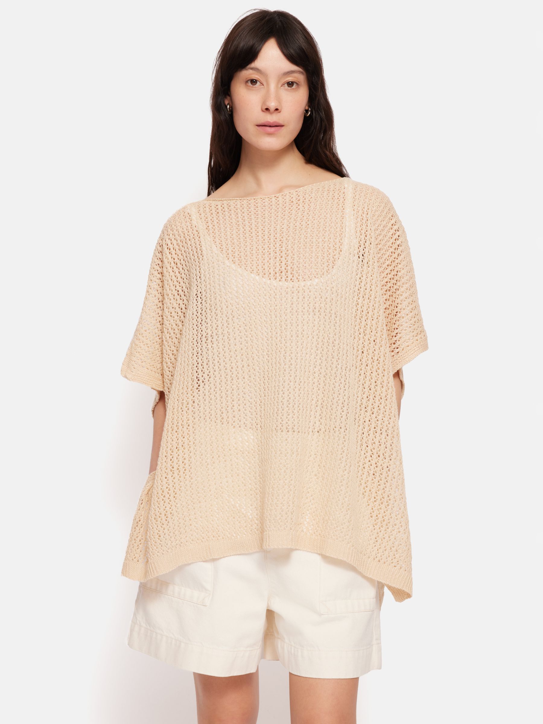 Buy Jigsaw Linen Open Knit Poncho Online at johnlewis.com