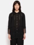Jigsaw Scallop Lace Trim Shirt, Black