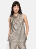 Jigsaw Metallic Cowl Neck Top, Gold