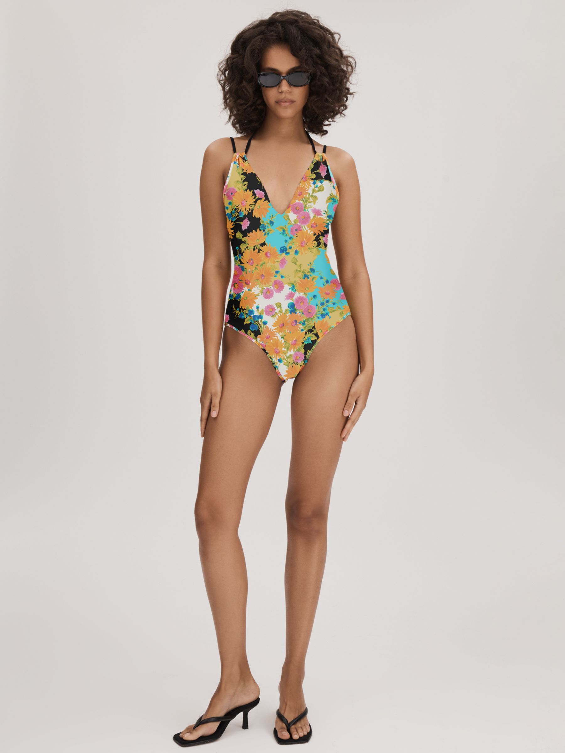 Buy FLORERE Floral Print Double Strap Swimsuit, Multi Online at johnlewis.com