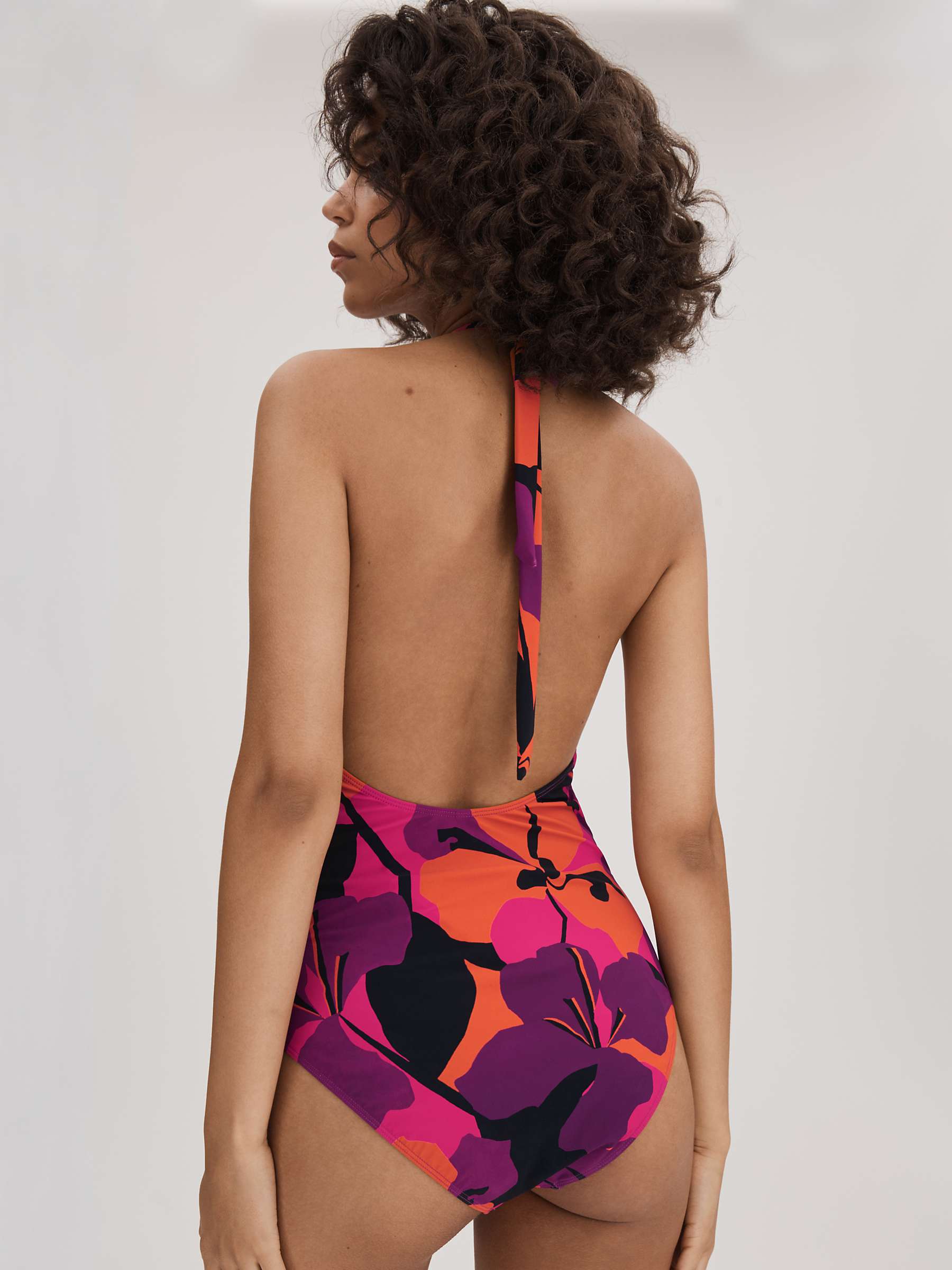 Buy FLORERE Abstract Floral Twist Front Halterneck Swimsuit, Multi Online at johnlewis.com
