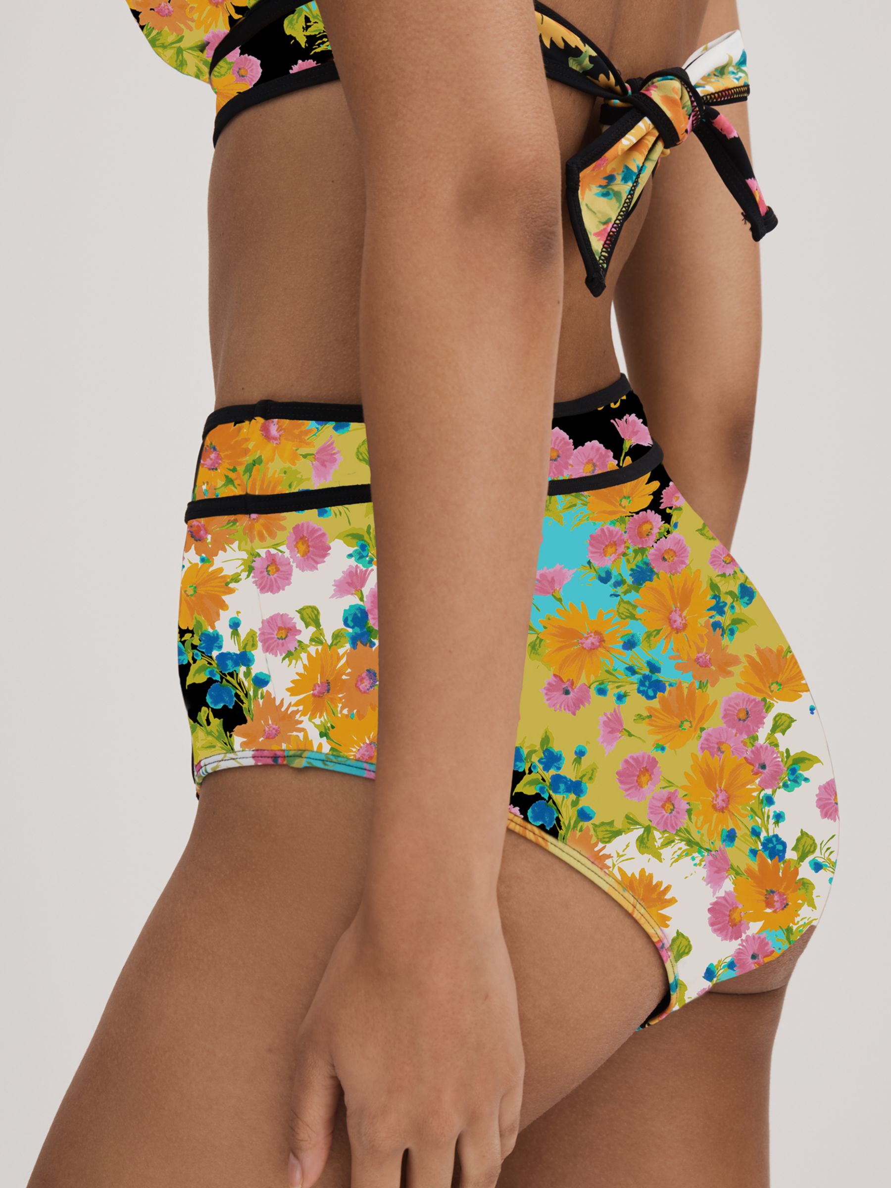 Buy FLORERE Floral Print High Waisted Bikini Bottoms, Multi Online at johnlewis.com