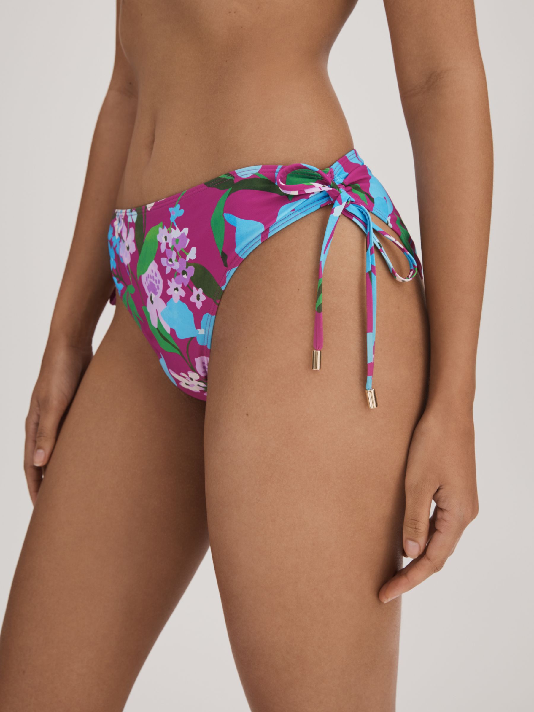 Buy FLORERE Floral Print Side Ruched Bikini Bottoms, Multi Online at johnlewis.com