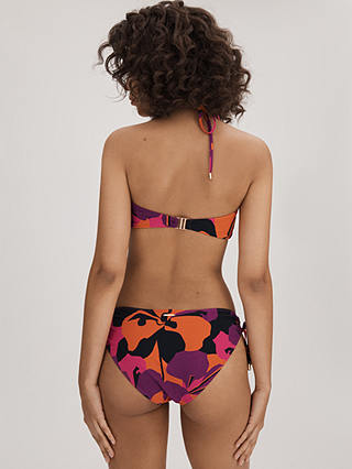 FLORERE Abstract Floral Print Bandeau Bikini Top, Pink/Orange