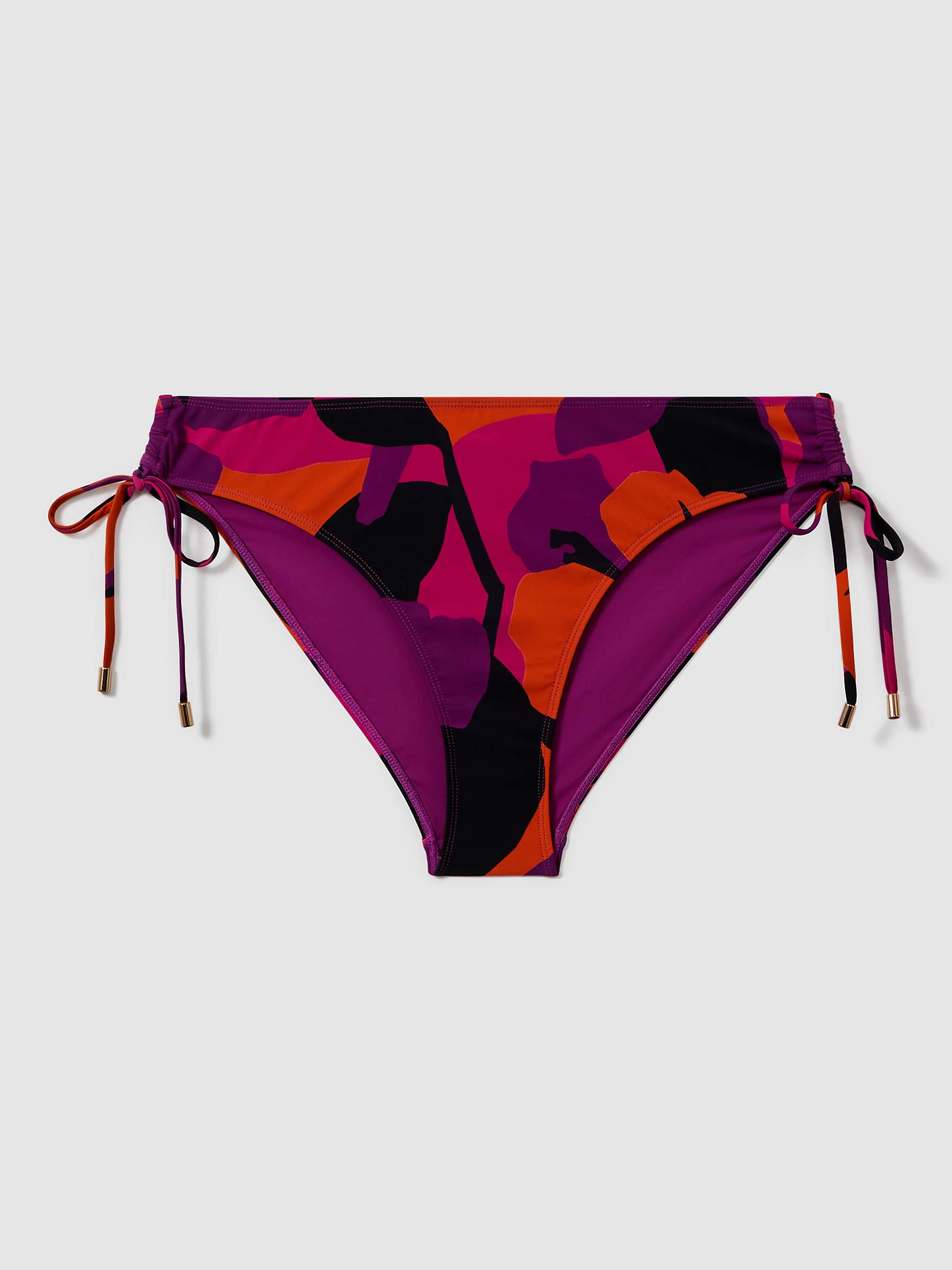 Buy FLORERE Abstract Floral Print Side Ruched Bikini Bottoms, Pink/Orange Online at johnlewis.com