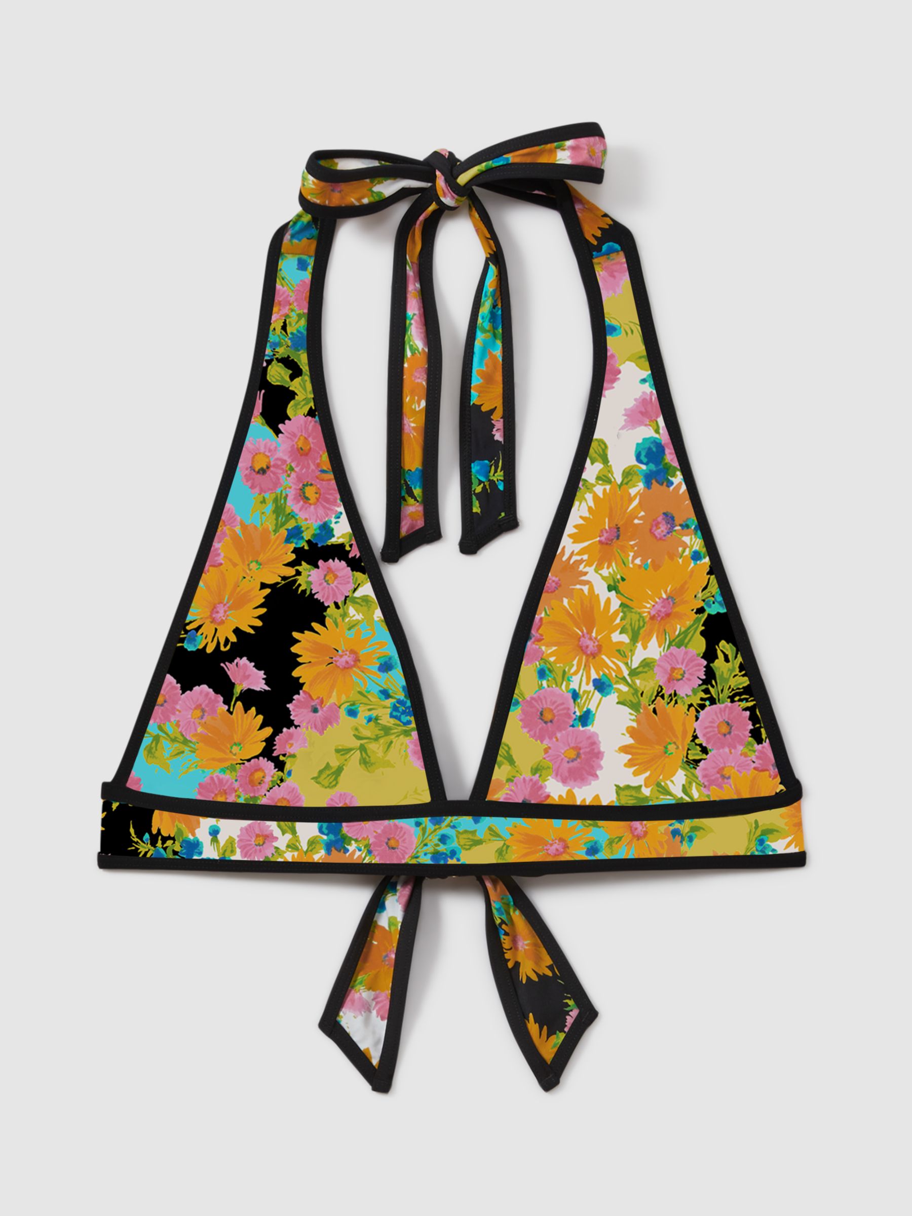 FLORERE Floral Print Halterneck Triangle Bikini Top, Multi, 8