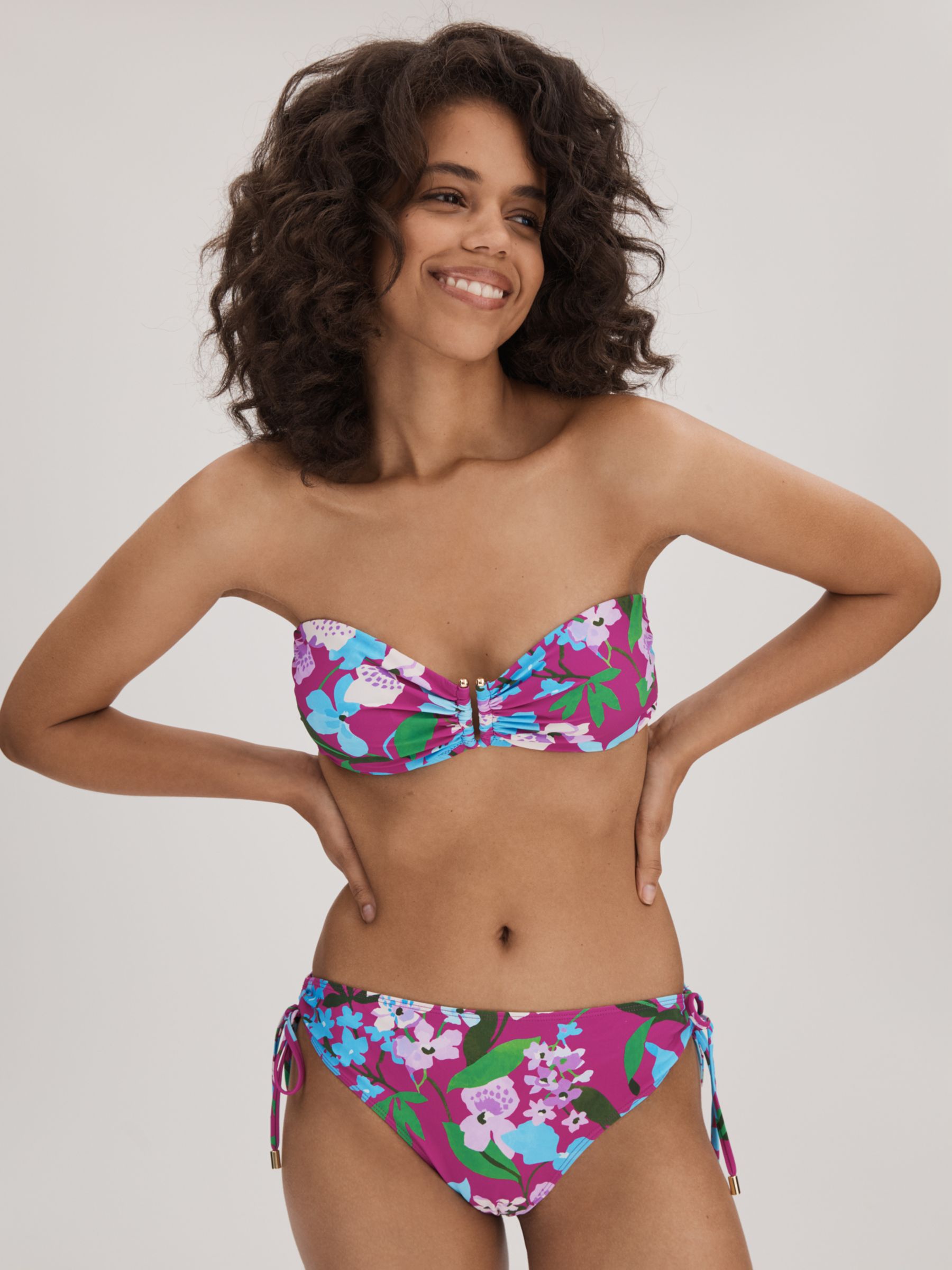 FLORERE Floral Print Bandeau Bikini Top, Multi, 8