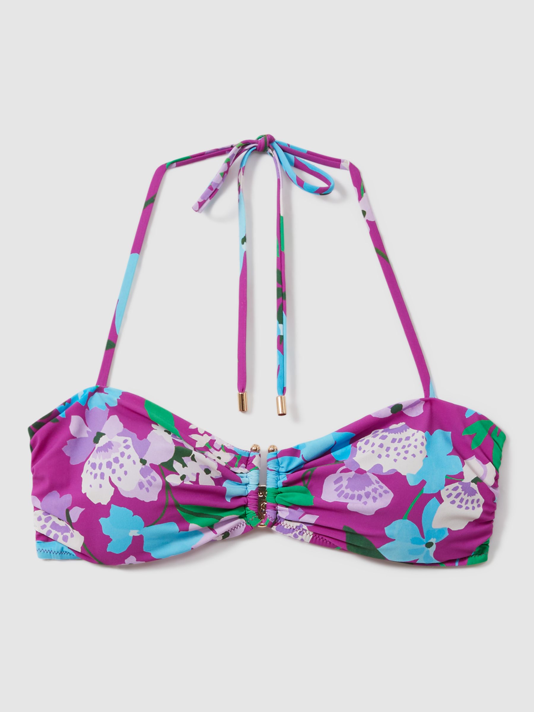 FLORERE Floral Print Bandeau Bikini Top, Multi, 8