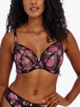 Freya Rose Blossom Underwired Plunge Bra, Black/Multi