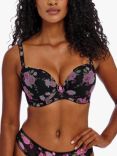 Freya Rose Blossom Underwired Plunge T-Shirt Bra, Black/Multi