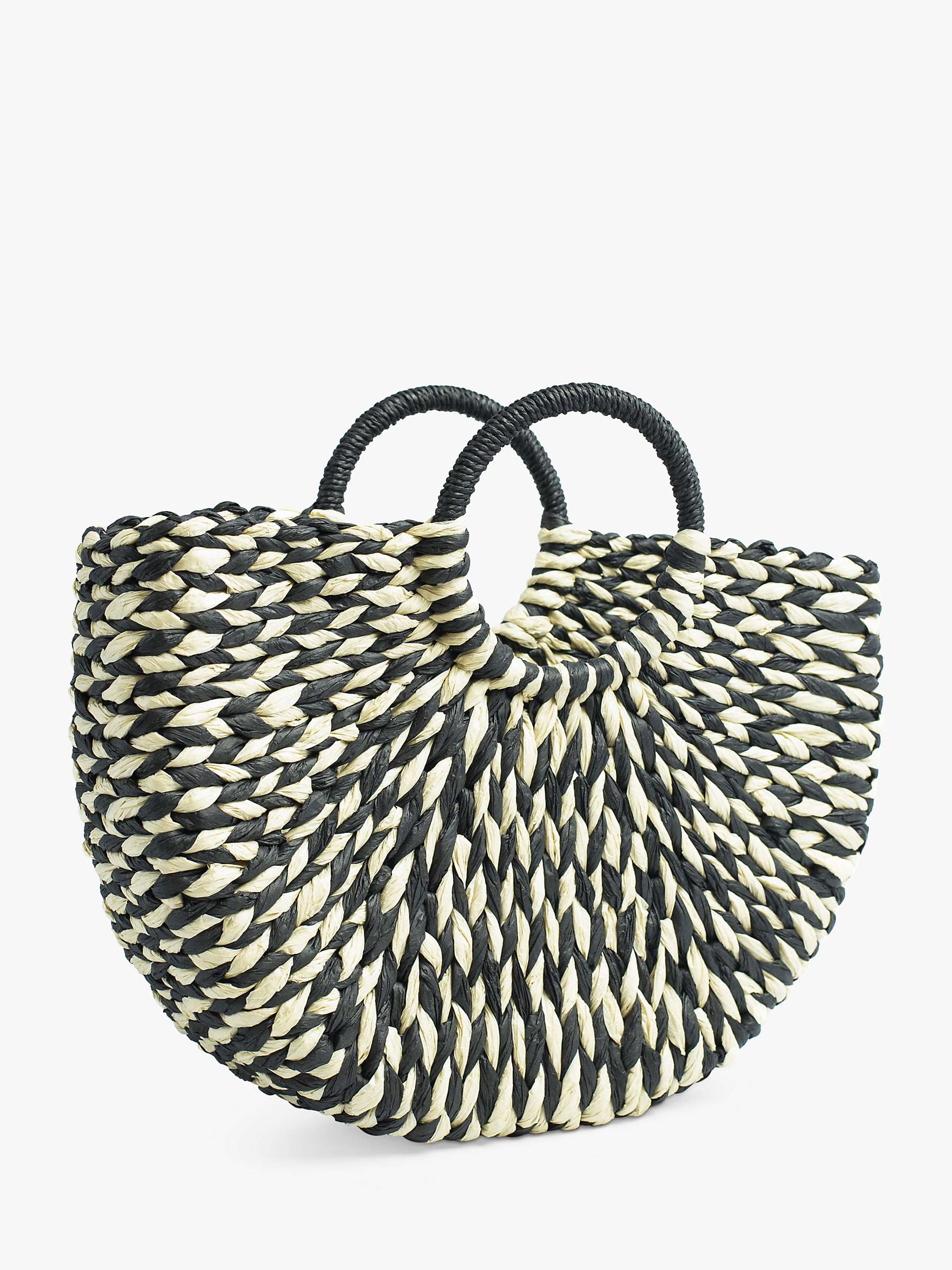 Buy Bloom & Bay Seaford Woven Straw Basket Bag, Black/Cream Online at johnlewis.com
