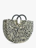 Bloom & Bay Seaford Woven Straw Basket Bag, Black/Cream