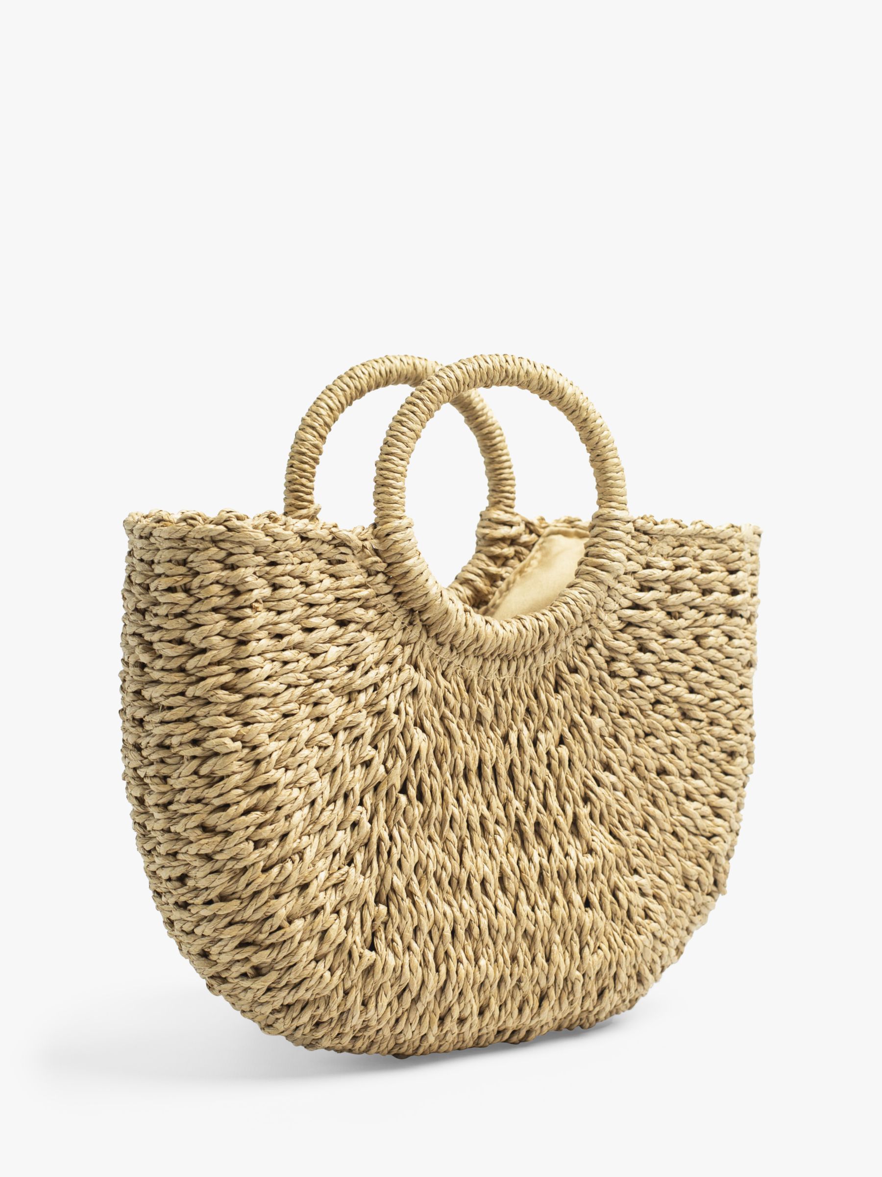 Buy Bloom & Bay Watergate Mini Straw Basket Bag, Natural Online at johnlewis.com