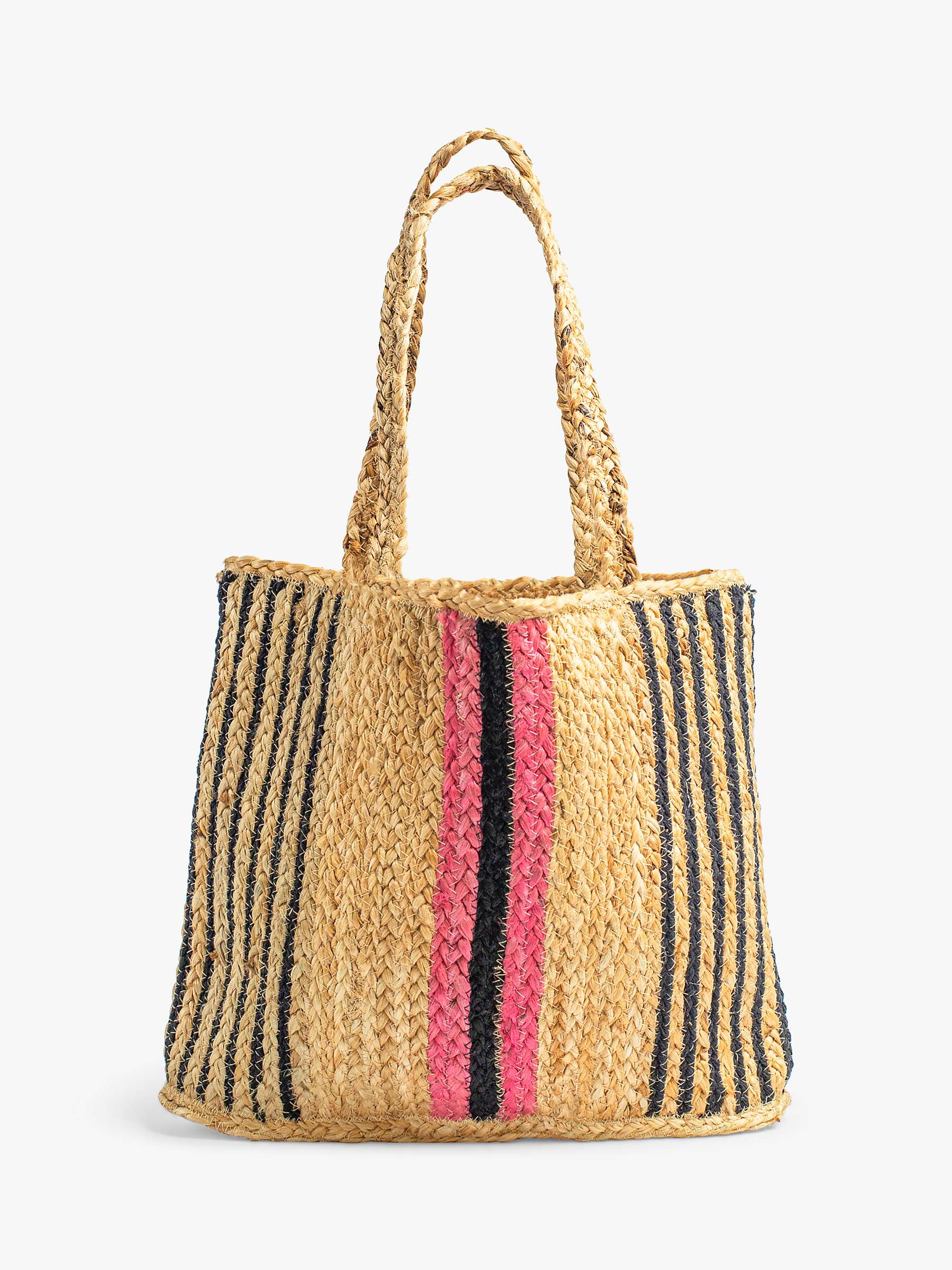 Buy Bloom & Bay Weston Striped Jute Tote Bag, Natural/Multi Online at johnlewis.com