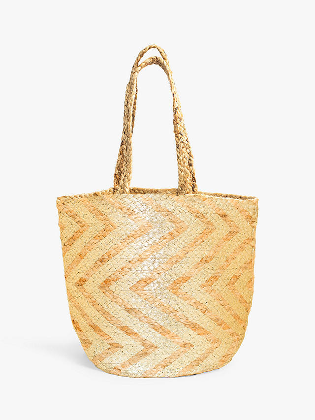 Bloom & Bay Whitley Jute Chevron Basket Bag, Natural
