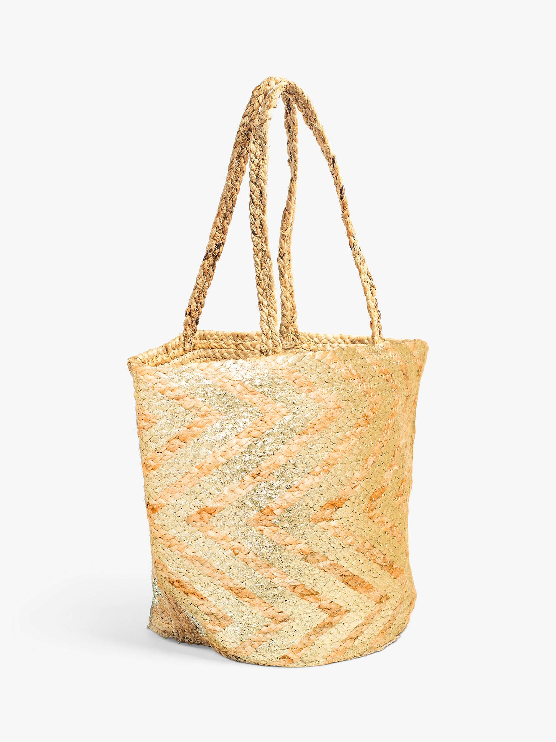 Buy Bloom & Bay Whitley Jute Chevron Basket Bag, Natural Online at johnlewis.com