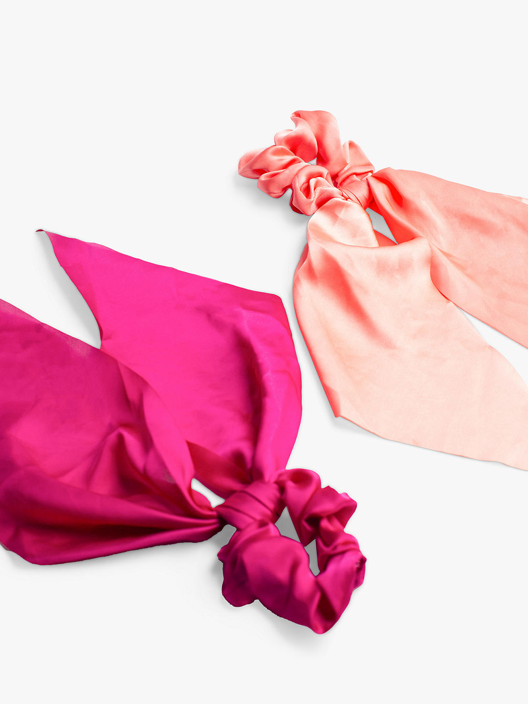 Bloom & Bay Rosa Satin Scarf Scrunchies, Pack of 2, Pink