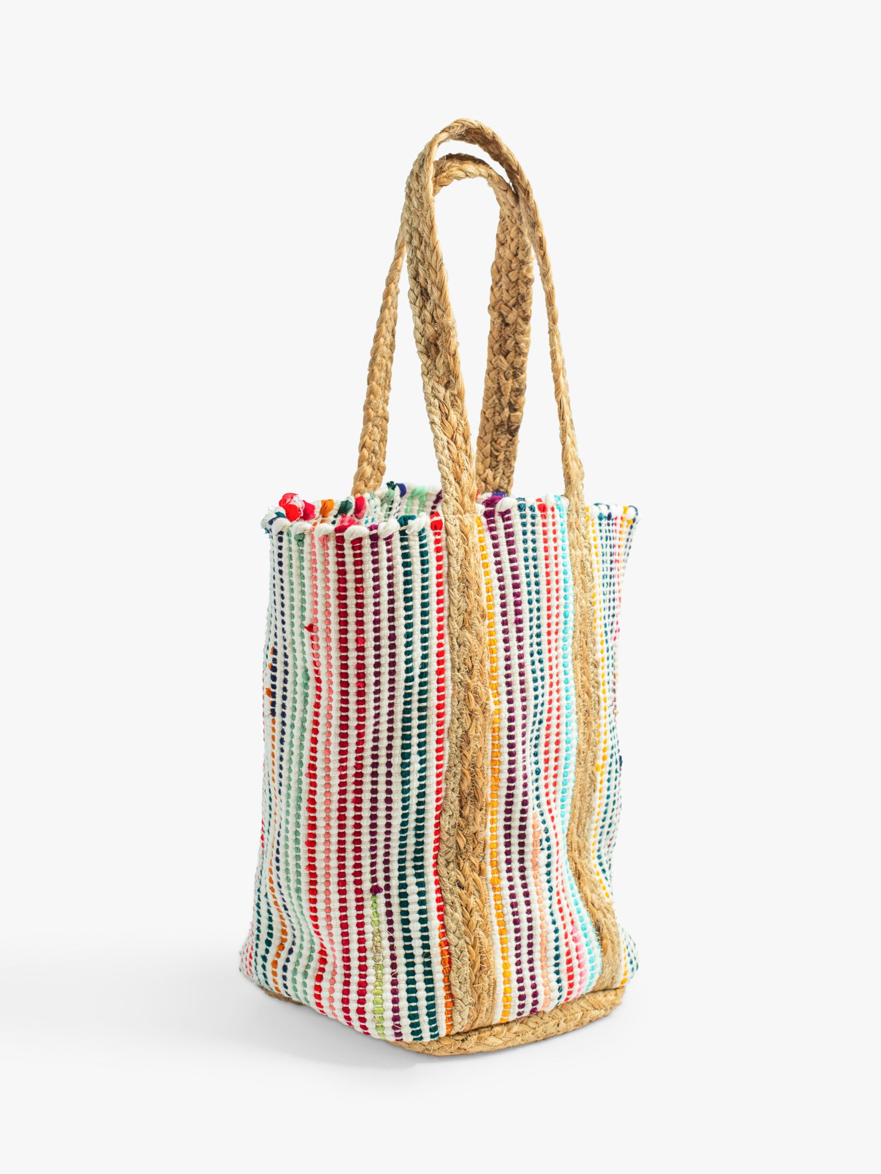 Bloom & Bay Shell Woven Stripe Tote Bag, Multi, One Size