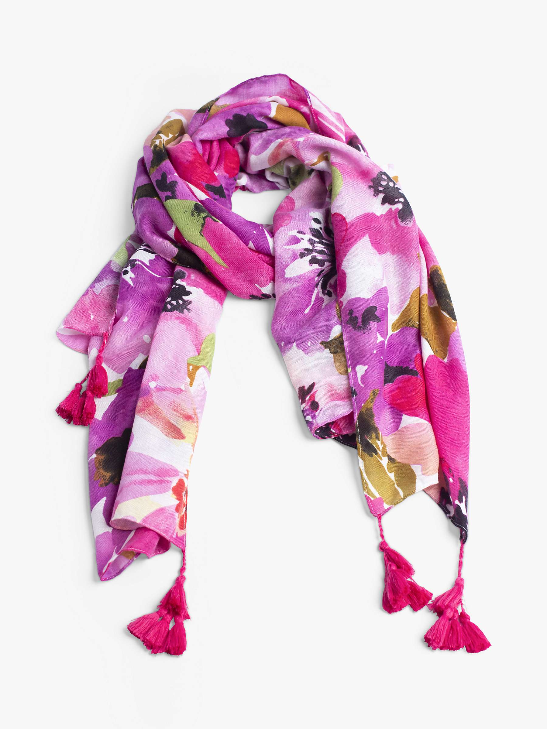 Buy Bloom & Bay Hali Anemone Print Square Scarf, Pink/Multi Online at johnlewis.com