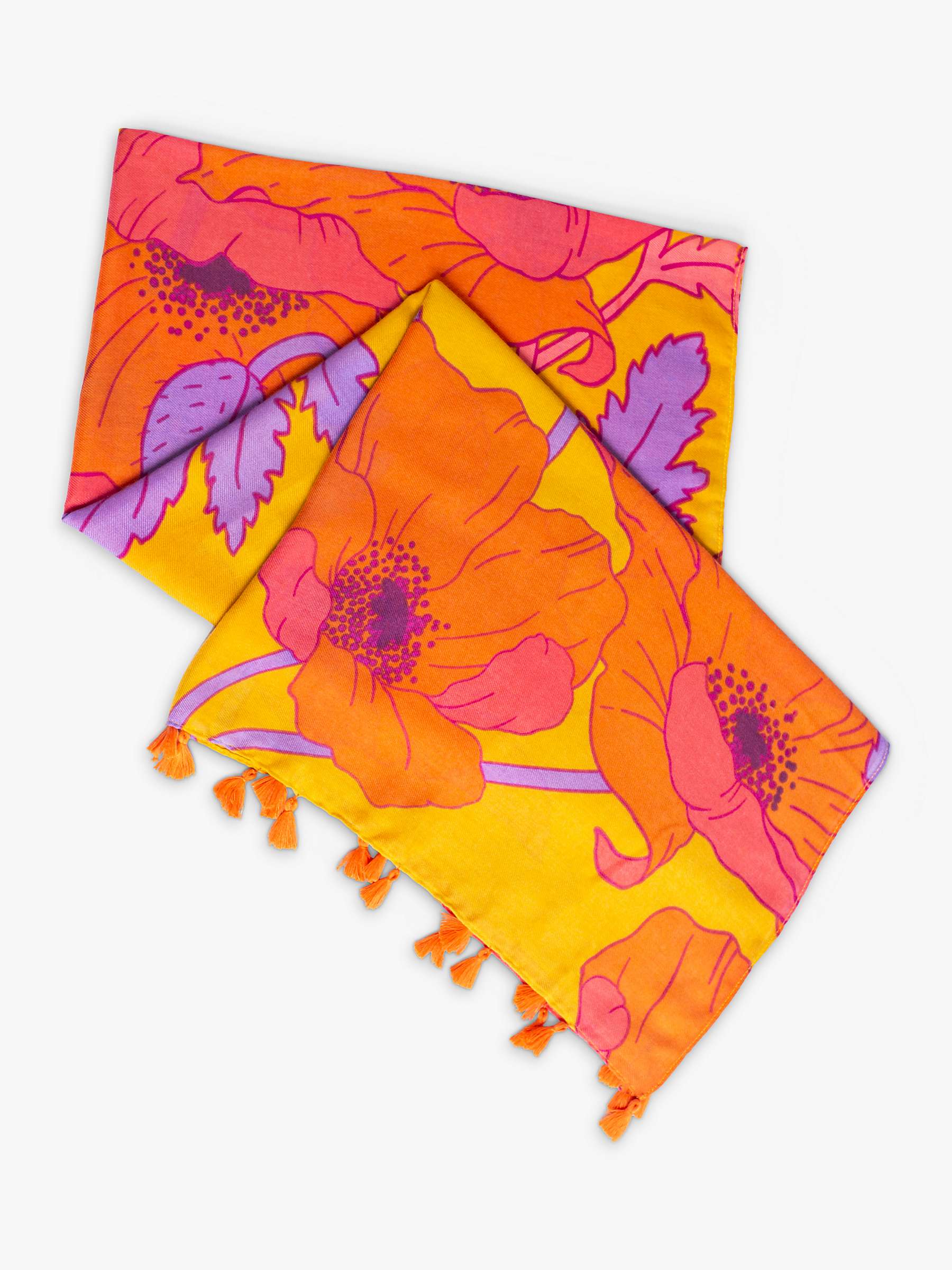Buy Bloom & Bay Kaia Poppy Print Square Scarf, Yellow/Multi Online at johnlewis.com