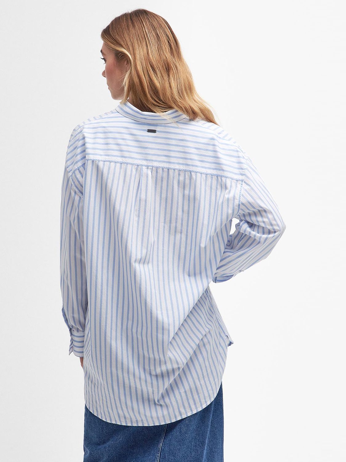 Barbour Nicola Stripe Shirt, White/Blue, 8