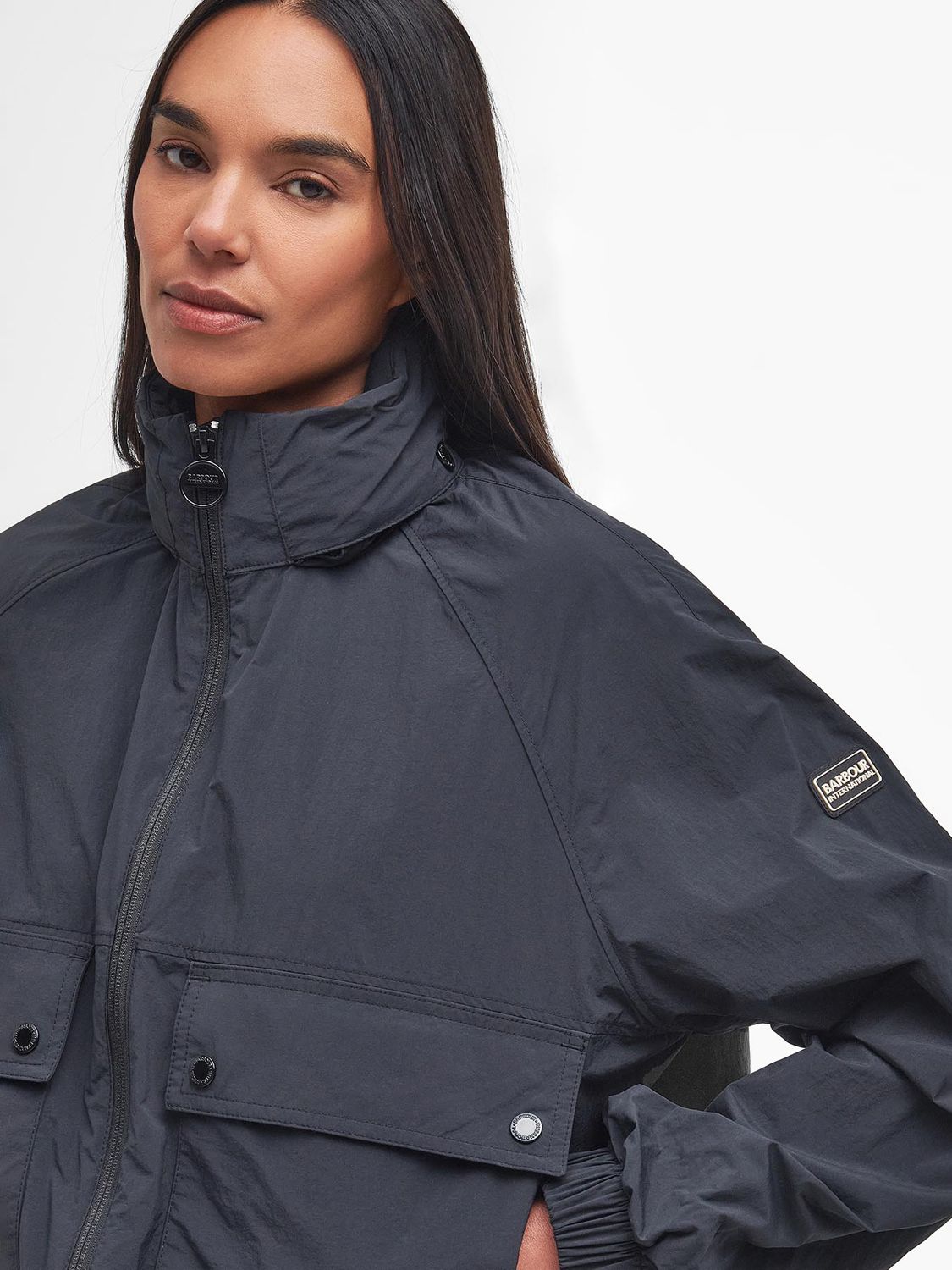 Barbour International Rouse Showerproof Bomber Jacket, Black