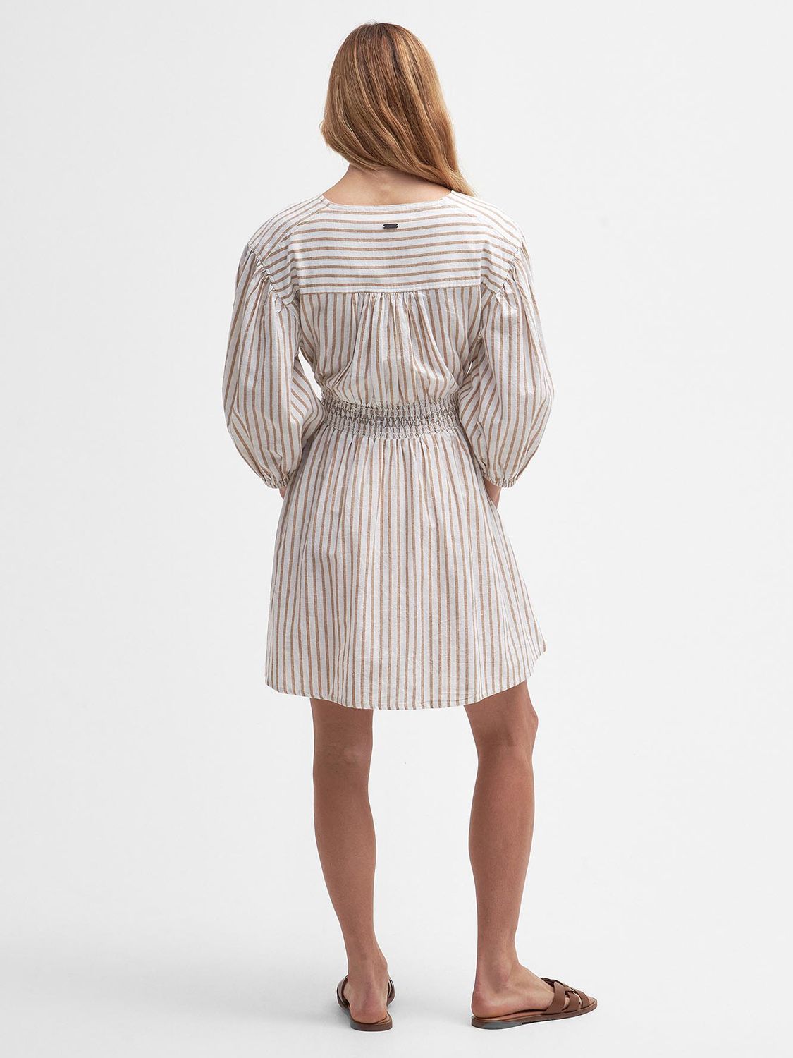 Barbour Ella Stripe Mini Dress, White/Tannin, 16