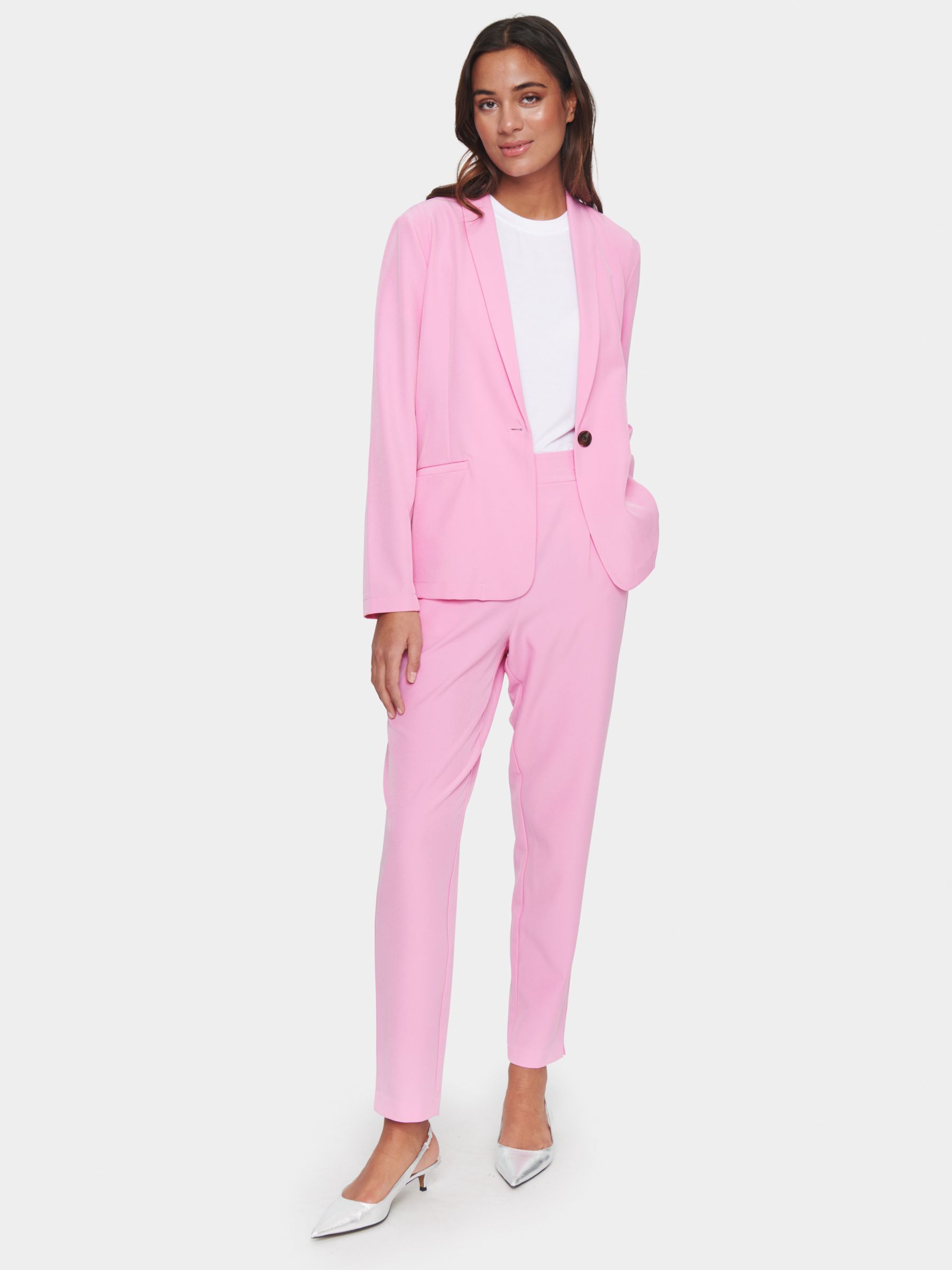 Saint Tropez Celest Elasticated Regular Fit Trousers, Fuchsia Pink, XS