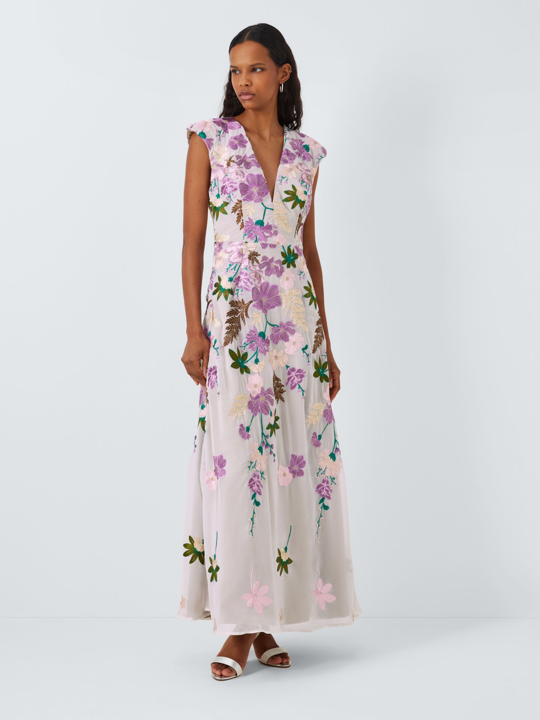 Elliatt Venetian Floral Embroidered Midi Dress, Multi, XS