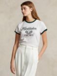 Polo Ralph Lauren Wimbledon 2024 Cotton Jersey Ringer T-Shirt, Moss Agate/White