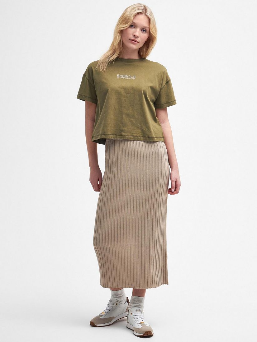 Barbour International  Alicia Knit Midi Skirt, Beige, 8
