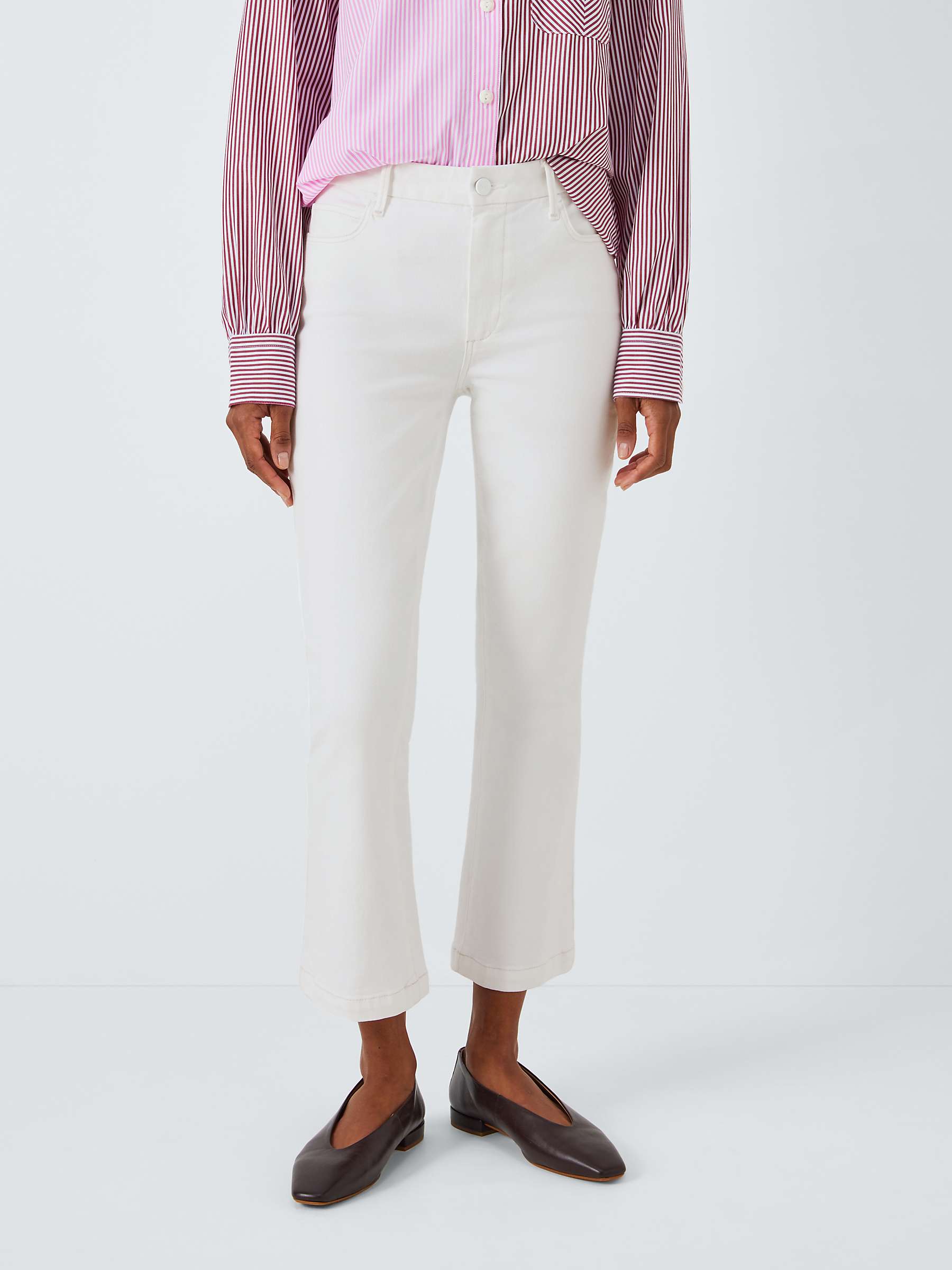 Buy PAIGE Colette Cropped Flared Jeans, Crisp White Online at johnlewis.com