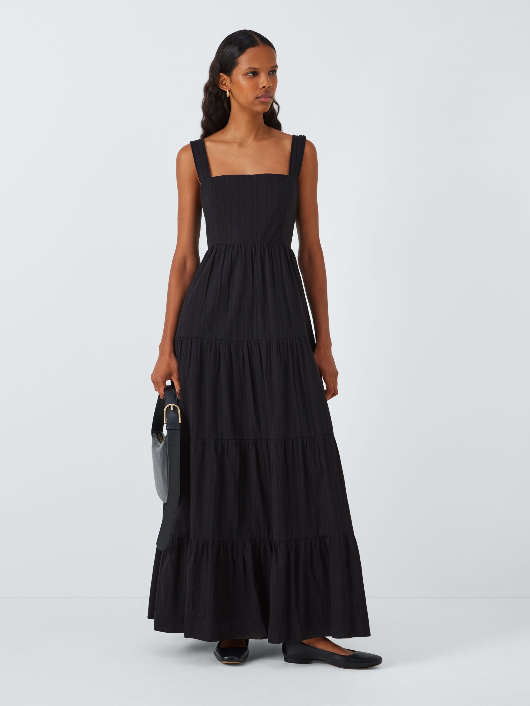 PAIGE Ginseng Tiered Maxi Dress Black at John Lewis Partners