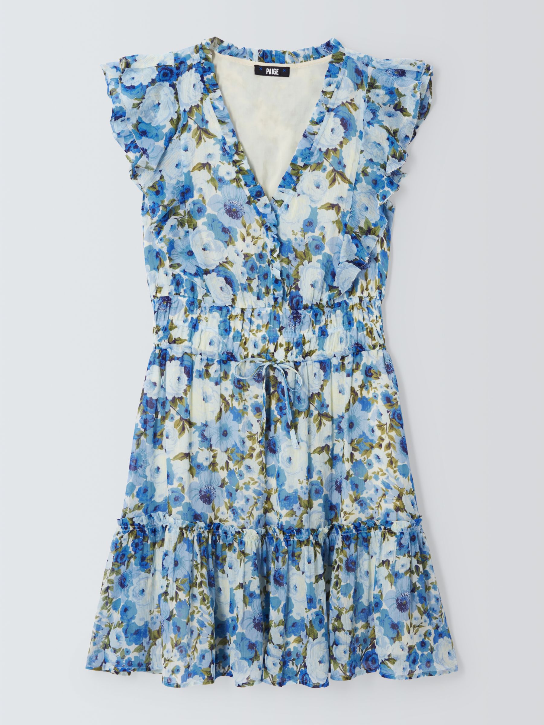 PAIGE Muriel Floral Print Silk Mini Dress, French Blue/Multi, XS